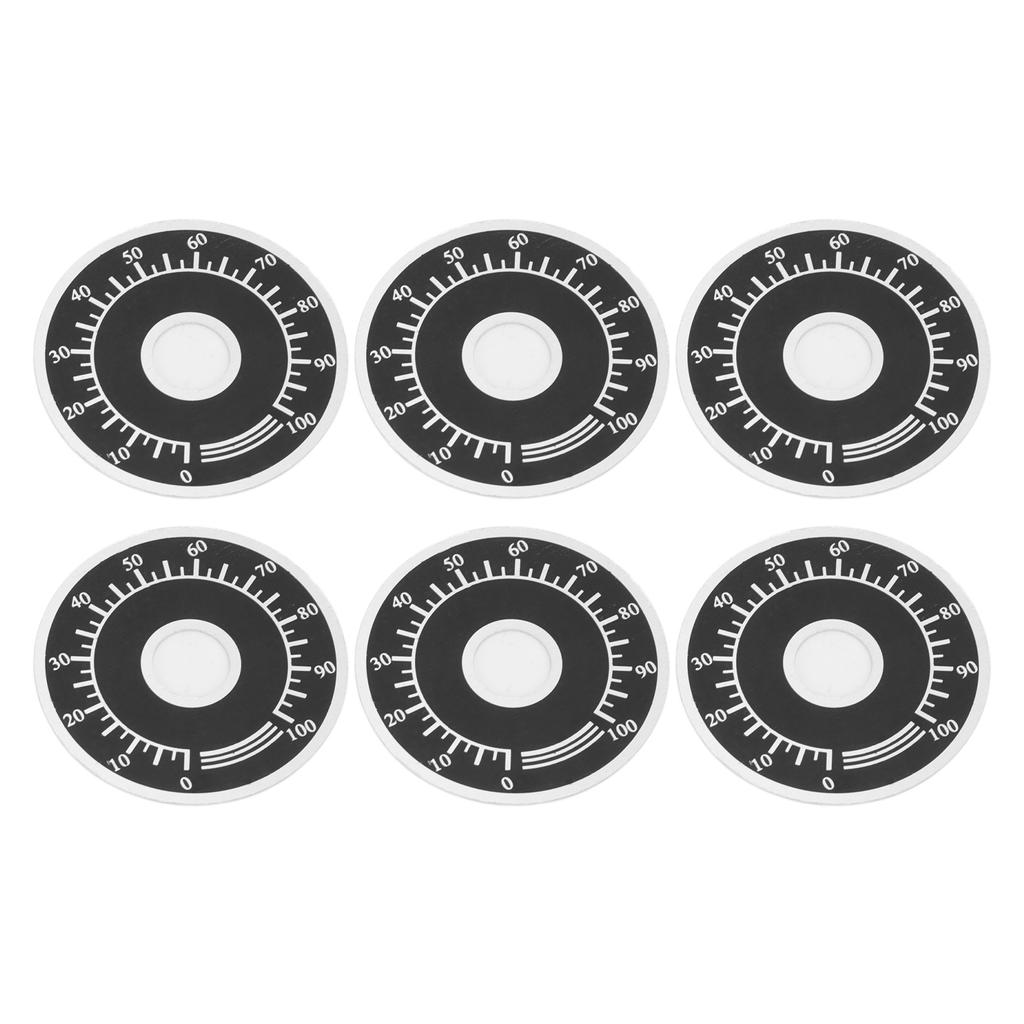 200Pcs Dial Plate Aluminum Alloy Round Scale Plates Sheet 0100 BEMKDP for Potentiometer