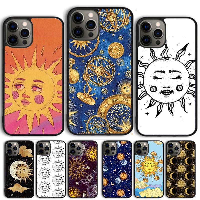 Funny Sun Moon Face Phone Case For iPhone 17 Air 15 16 Cover 11 13 14 Pro Max 12 Plus Max Fundas