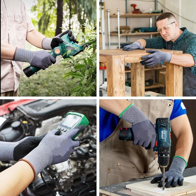 MicroFoam Coated Safety Work Gloves Nitrile Dots Grip Seamless Knit Security Gloves for Men Women Gardening Industrial Assembly