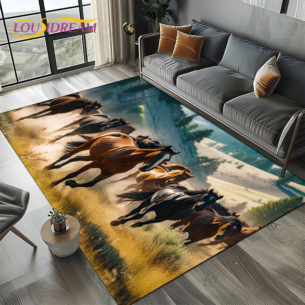 27 Style Horse Pentium Gallant Steed Animal Carpet Rug for Living Room Bedroom Home Sofa Decoration,Area Rug Non-slip Floor Mat