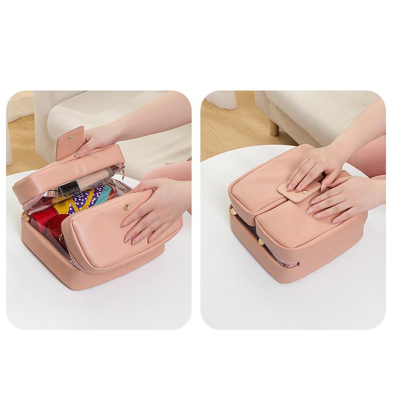 Portable Foldable Makeup Brushes Cosmetic Tools Organizer Cosmetic Bag With Multiple Compartments Travel Toiletry Storage Pouch