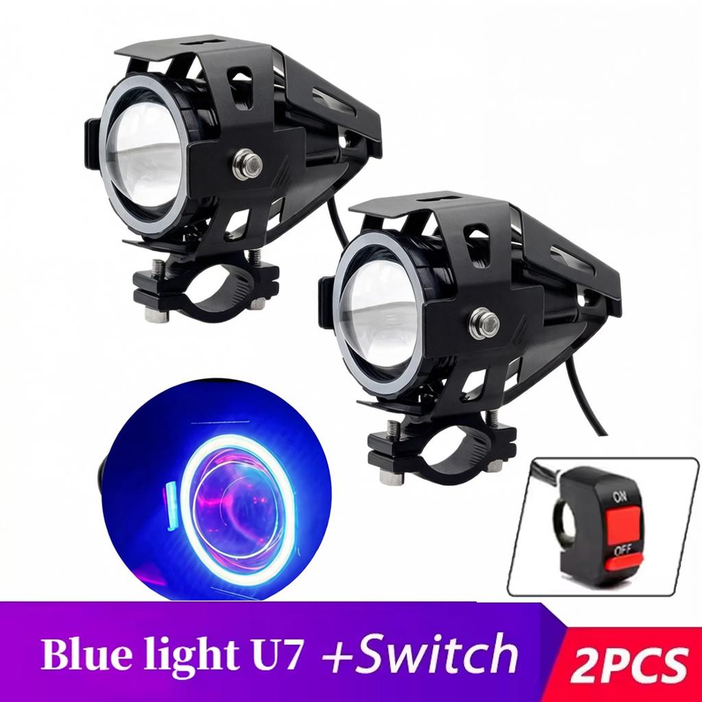 Waterproof Motorcycle LED Headlight 3000LMW U7 Motorbike LED Driving Fog Spot Light with Switch For YAMAHA TENERE 700 Tenere700 синий