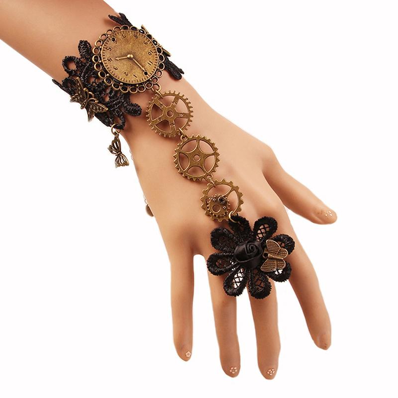 Women'S Vintage Steampunk Gloves Wrist Cuff Gear Girls Jewelry Accessories