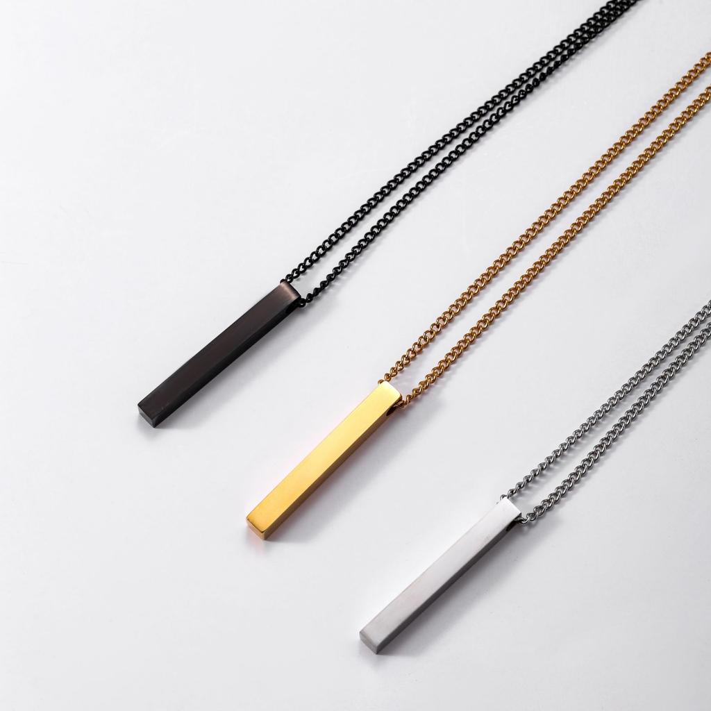 Simple Titanium Steel Necklace Ins Cold Style Column Versatile Hip Hop Geometric Square Pendant Long Style