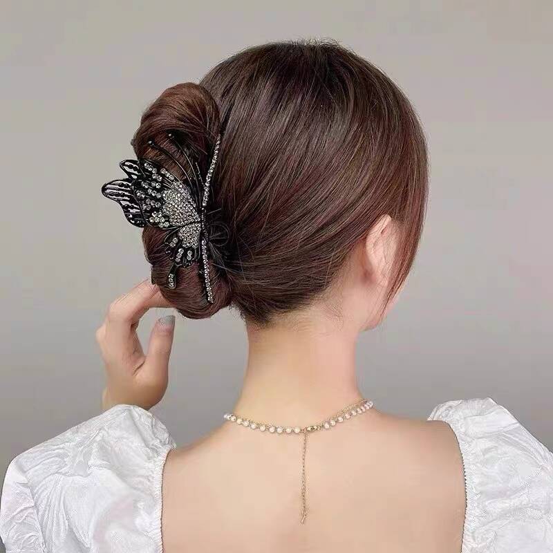 Butterfly Hair Clip Hair Accessories For Women Elegant Rhinestone Shark Hair Claw Barrettes Hairpins Crab Party Jewelry Headwear