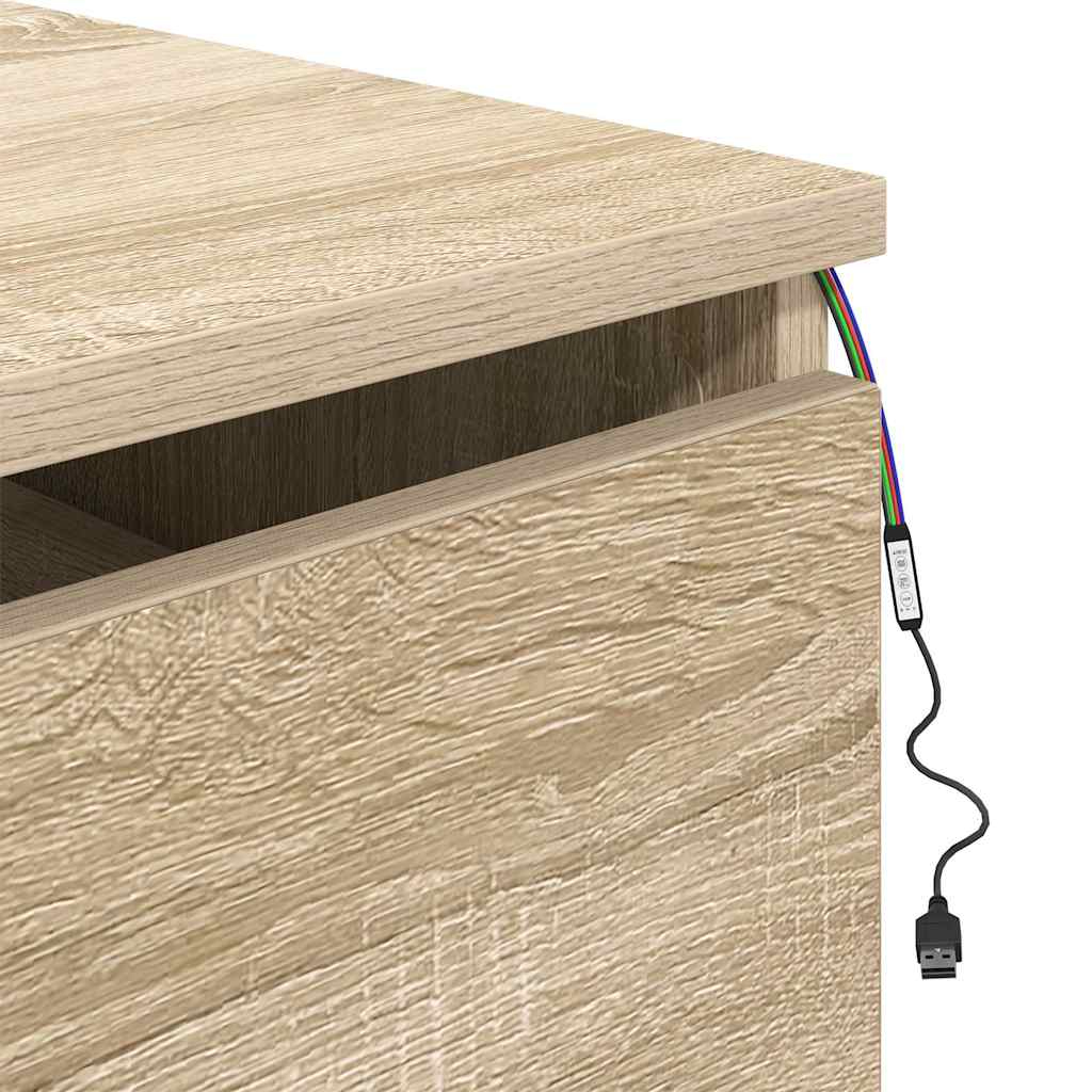 Wall Mounted Nightstands with LED Lights 2 pcs Sonoma Oak