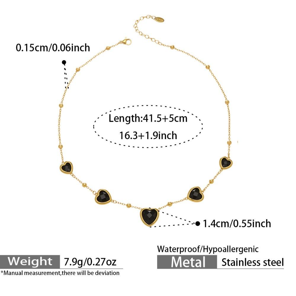 Vintage Heart Glass Necklace Stainless Steel Earrings Hand Chain Heart-shaped Jewelry Set  Gift