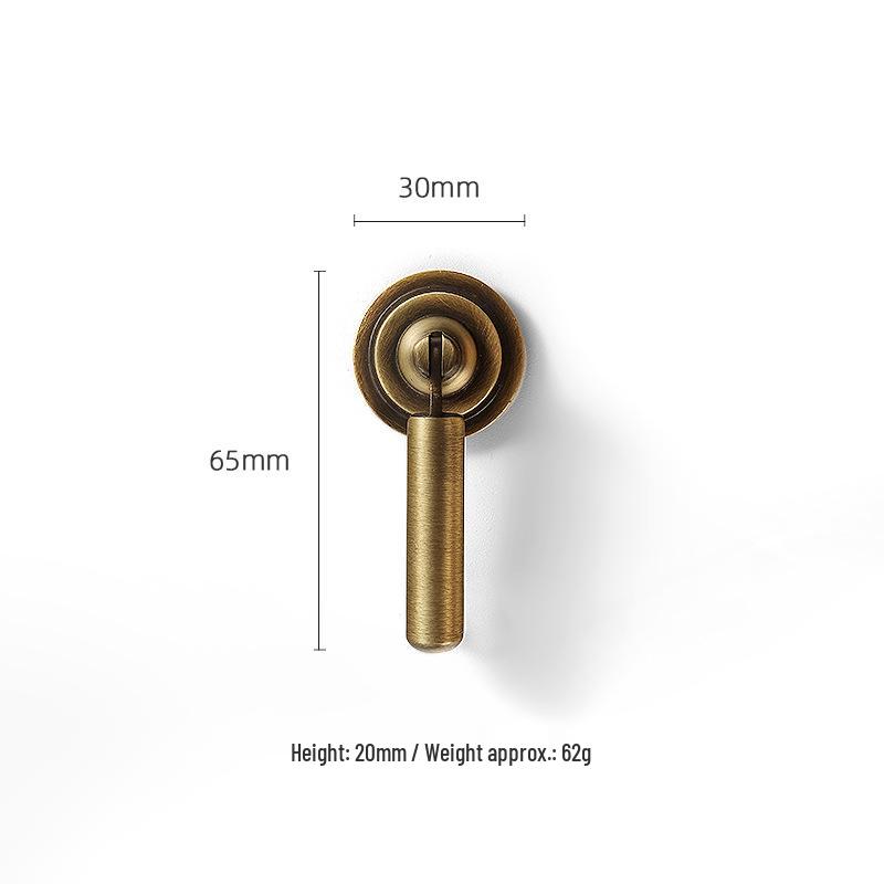 American Retro Brass Single-Hole Drawer Handle - French Vintage Style Pure Copper