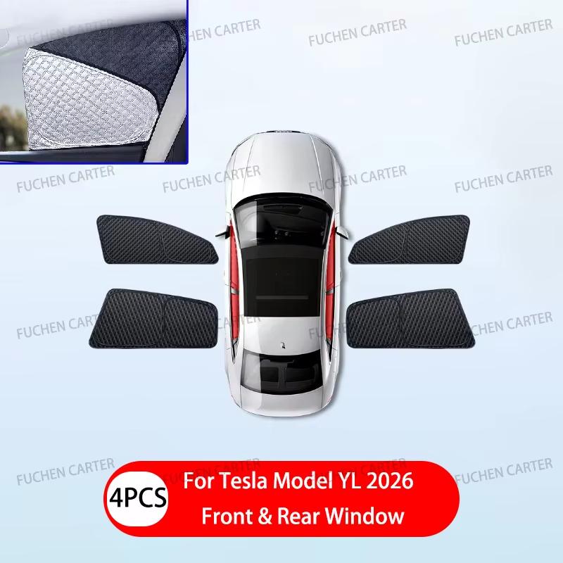 Upgraded Privacy Sunshades for Tesla Model Y / YL 2026 Side Window Windshield Blackout Sun Visor Camping Interior AccessoriesWindshield Sunshades 1