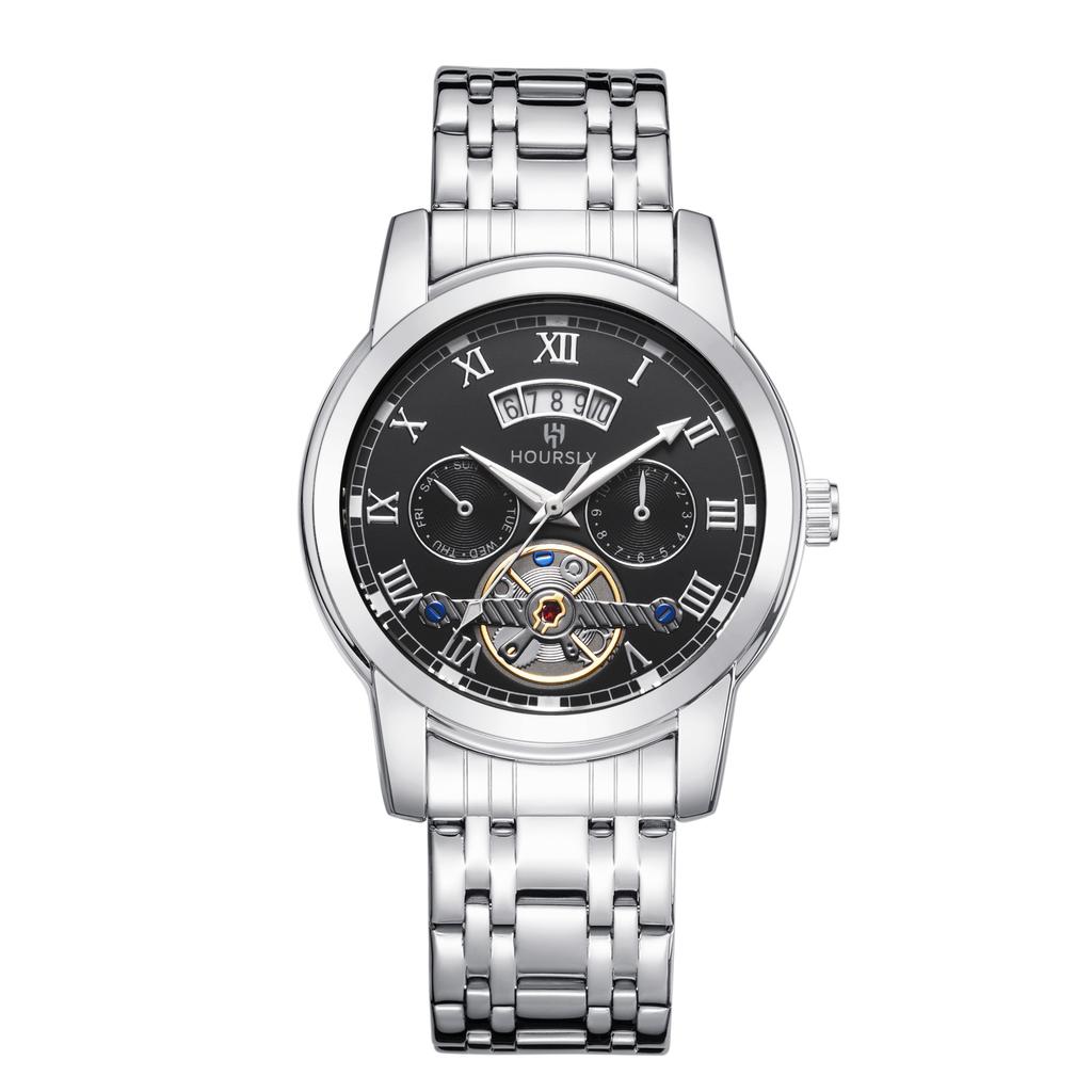 Fashion Men'S Watch, Simple Atmospheric Tourbillon Quartz Watch Fashion Business Steel Belt Watch