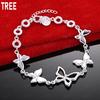 925 Sterling Silver Fashionable And Exquisite Butterfly Charm Bracelet Gift Jewelry