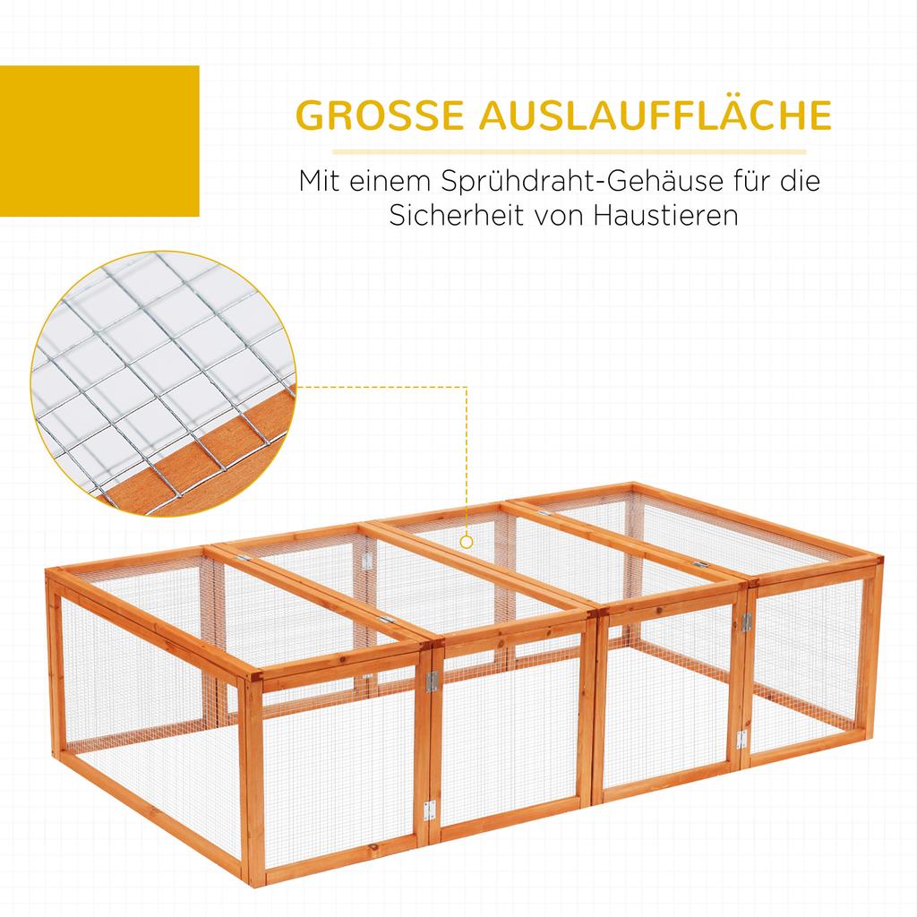 Wooden Rabbit Hutch Cage 6ft with Wire Mesh, Openable Roof, Play Space for Outdoor, Natural Wood Finish