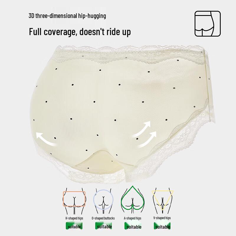 FitonTon Women's Ice Silk Lace Mid-Rise Briefs with Antibacterial Crotch - 4-Pack