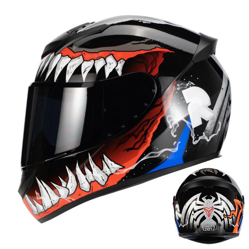 Motorcycle Helmet Male and Female Can Be Bluetooth Motorcycle Venom Full Helmet Breathable Full Coverage All Seasons Day and Night