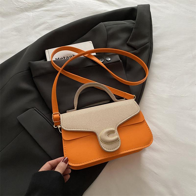

Summer trendy, new contrasting color small square bag fashion bag women s versatile texture portable oblique span bag