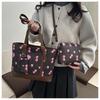 Einfaches Kirsch 3er Set Schultertaschen für Damen Große Kapazität Damen Pu Umhängetasche Tragbare Damen Einkaufstasche Handtaschen