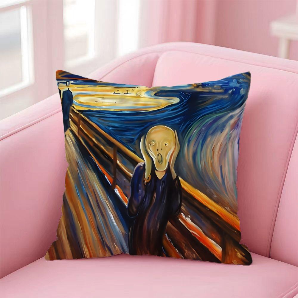 Trendige EEdvard Munch Kissenhülle Premium Hautfreundliche Kissenhülle Mehrzweck für Zuhause Büro Reisen
