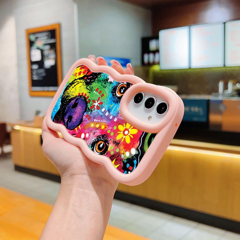 Ae76 Dog Color Doodle Design Art Protective Phone Cases for Samsung S24 Plus S23 Ultra A14 A55 A06 Honor X9b Motorola OnePlus Big Wave TPU Back Cover