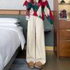 Damen Strickhose mit weitem Bein und Spitzenbund - Hochtailliert, schlankmachend und lässig für Herbst/Winter 2025.