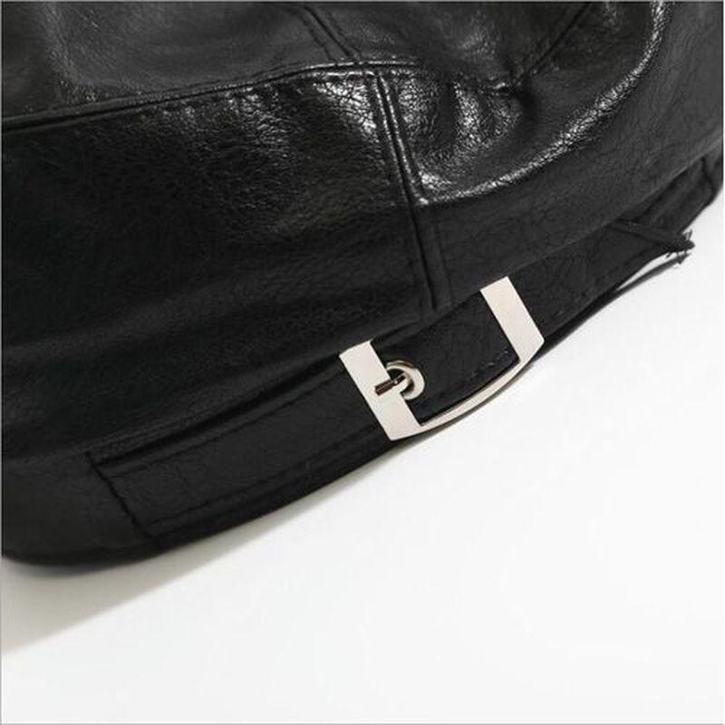 Beret Female  Pu Leather Ins British Retro Wild Painter Hat Temperament Leather Hat