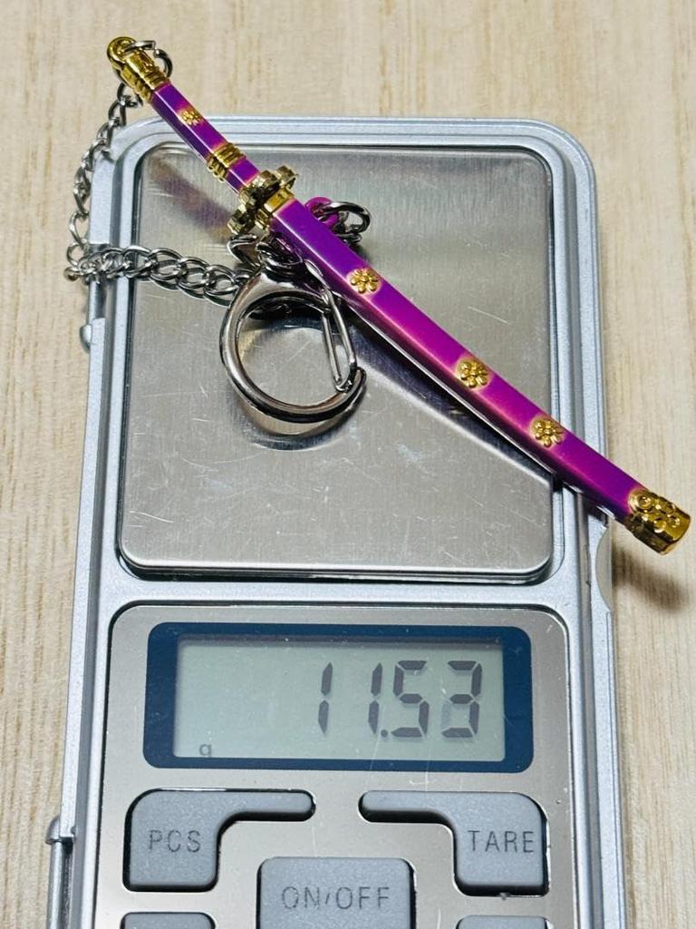 9cm Enma Zoro One Piece Mini Weapon Keychain Accessory Figure Doll Display Compatible with Alloy Toy Metal Miniature Legend (Light Purple) PS4, PS5,