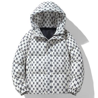 Winter Boom Brand Full Print Cotton-padded Jacket Couple Loose Hooded Short Coat