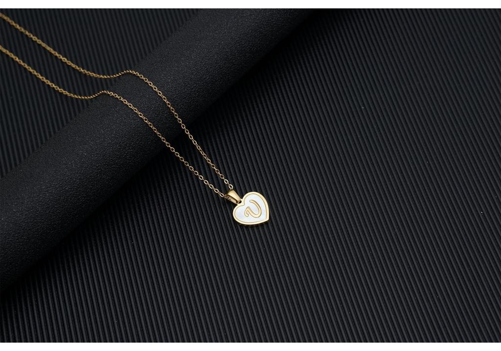 Gold Shell Pendant Necklace with English Alphabet - European & American Trend In Titanium Steel Chain