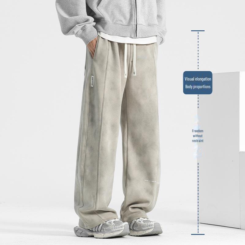 Men's American-Style Loose-Fit Wide-Leg Sweatpants for All Seasons