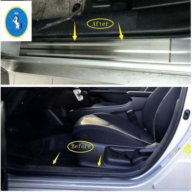 Stainless Steel Auto Inner Door Scuff Plate Door Sill Protector Kit Cover Trim Accessories For Toyota Prius Prime PHV 2017 2018
