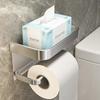 No Drill Tissue Holder Wall Mounted Storage Shelf Toilet Paper Holder  Bathroom Accessories