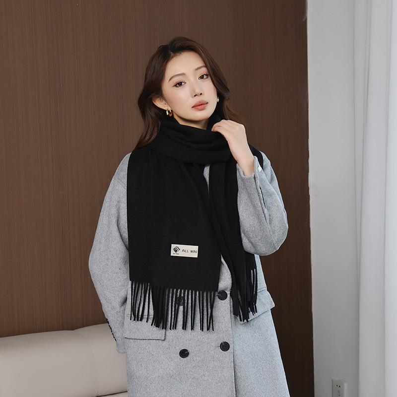 Wool Scarf for Women in Winter New Style Cashmere Scarf Versatile  Thickened  Warm and Solid Color Scarf