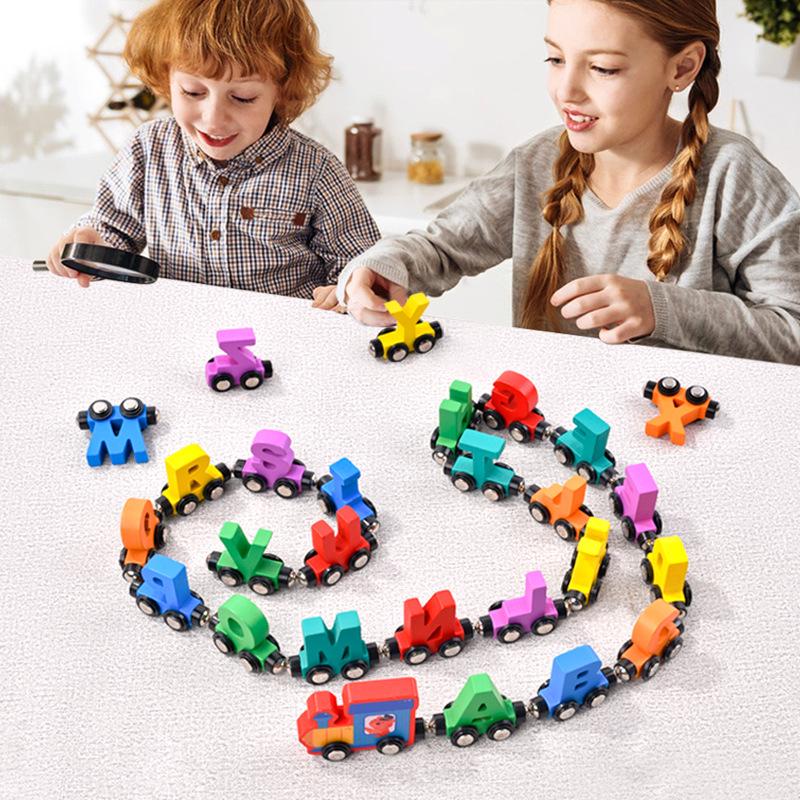 Magnetic Wooden Train Blocks: Educational Stacking Game for Kids