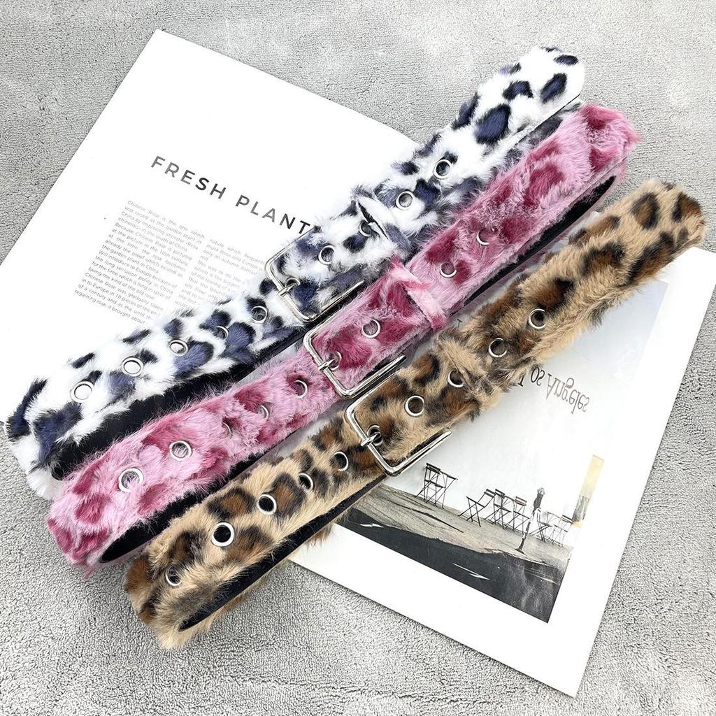 Millennium Pink Plüsch Leopardendruck Ledergürtel für Damen - Punk-Stil für Röcke & Jeans
