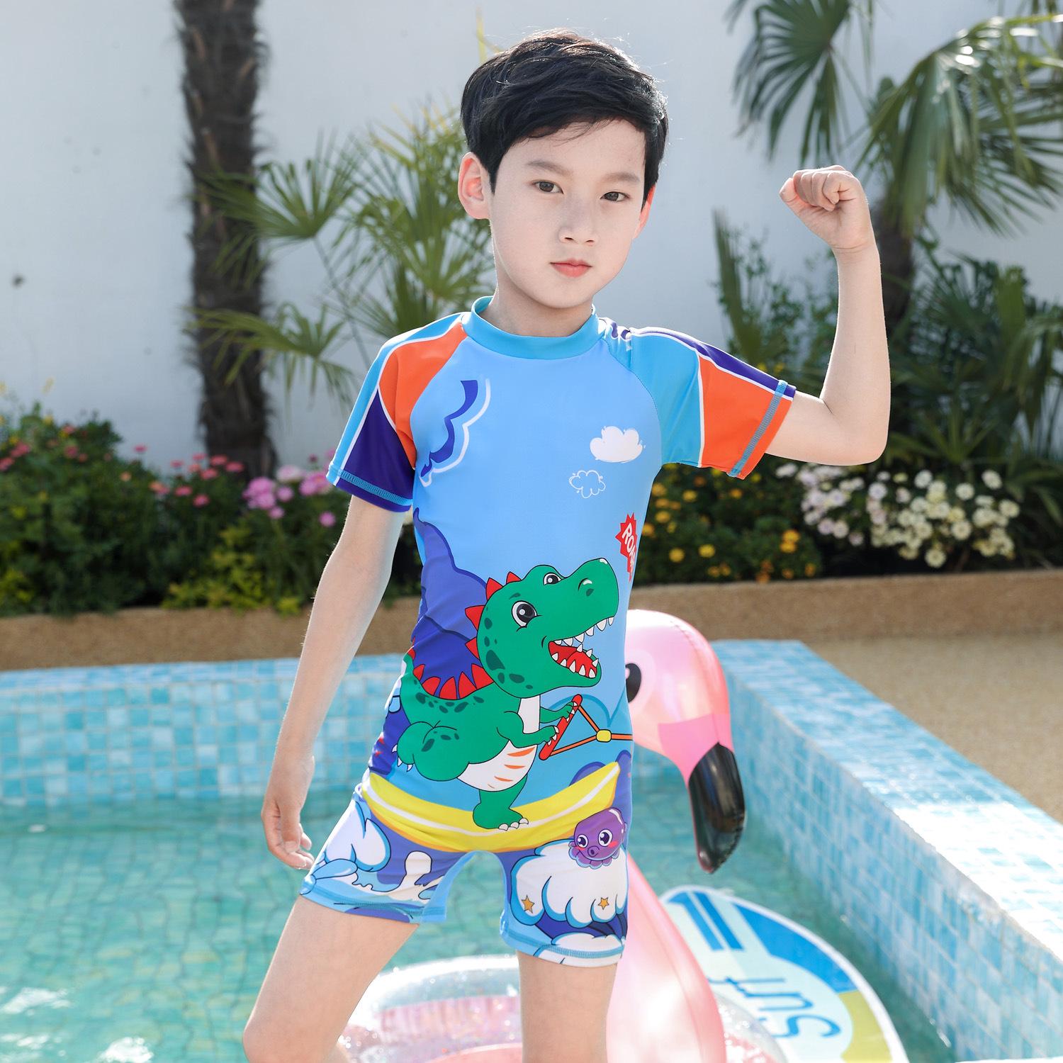 Korean Style Boys One-Piece High Elasticity Swimsuit for Toddlers & Kids