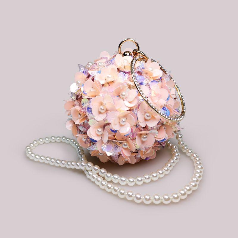 

Women s Three-Dimensional Flower Small Balls Mini Handbag Light pink