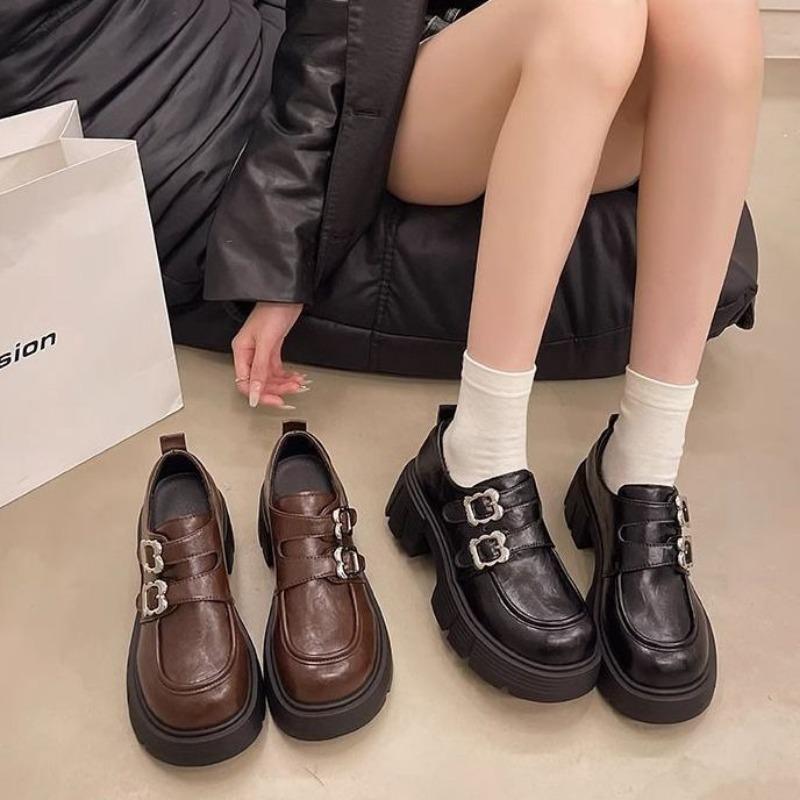 Fashion Women's High Heel Soft Leather Shoes Spring Thick Bottom Platform Mary Jane Shoes Retro Japanese Jk Uniform Lolita Shoes Women