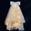 Luminous Wedding Tulle White Bridal Veils with Bowknot Elegant Bride Accessories Long Woman Veil with LED Light Up