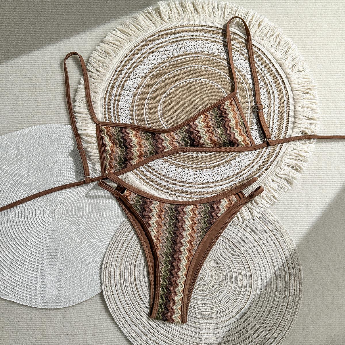 European and American vintage crochet beach vacation, bohemian bikini, split swimsuit, bikini S