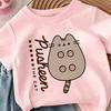 Summer Cartoon Cute Milk Tea Print T-Shirt for Girls Casual Round Neck Short Sleeve Design Perfect for Toddlers Everyday Wear Holidays