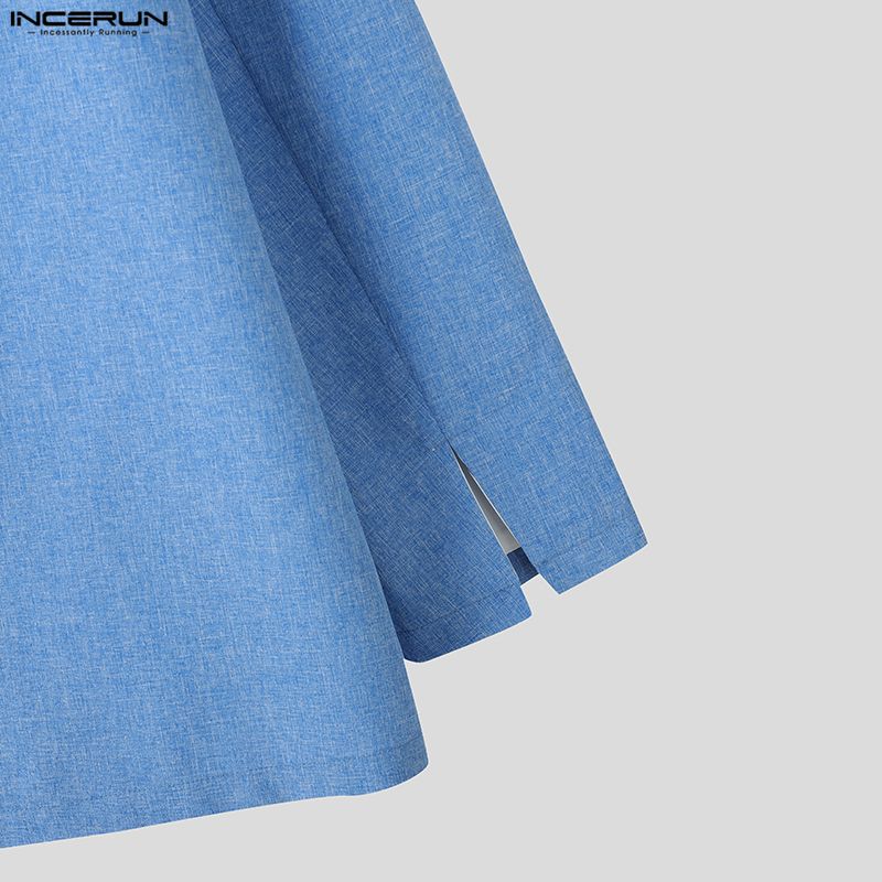 INCERUN Men Sets Lapel Neck Wrap Blazer Tops and Trousers Long Pants Casual Suits Outfits