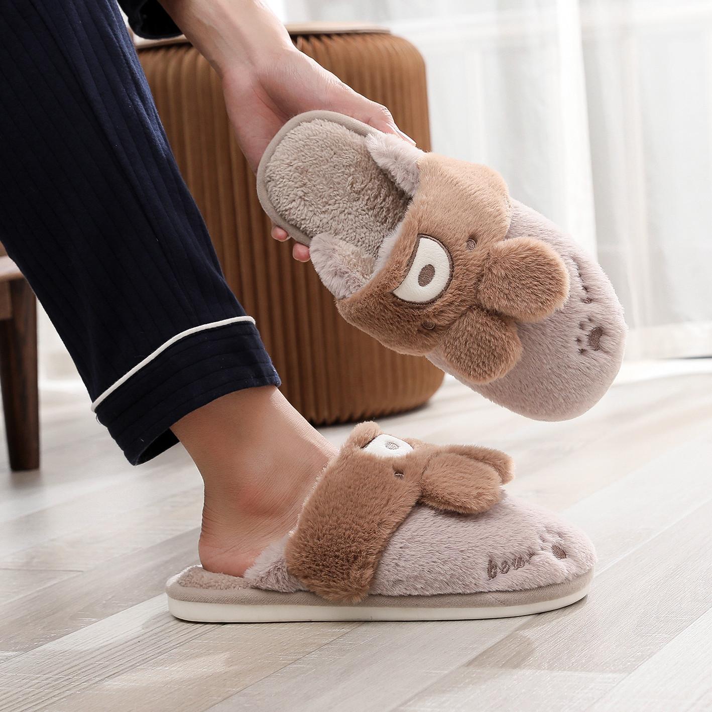 Мягкие хлопковые тапочки женские осенне-зимние новые милые кролики пара домашние тихие — фото 9