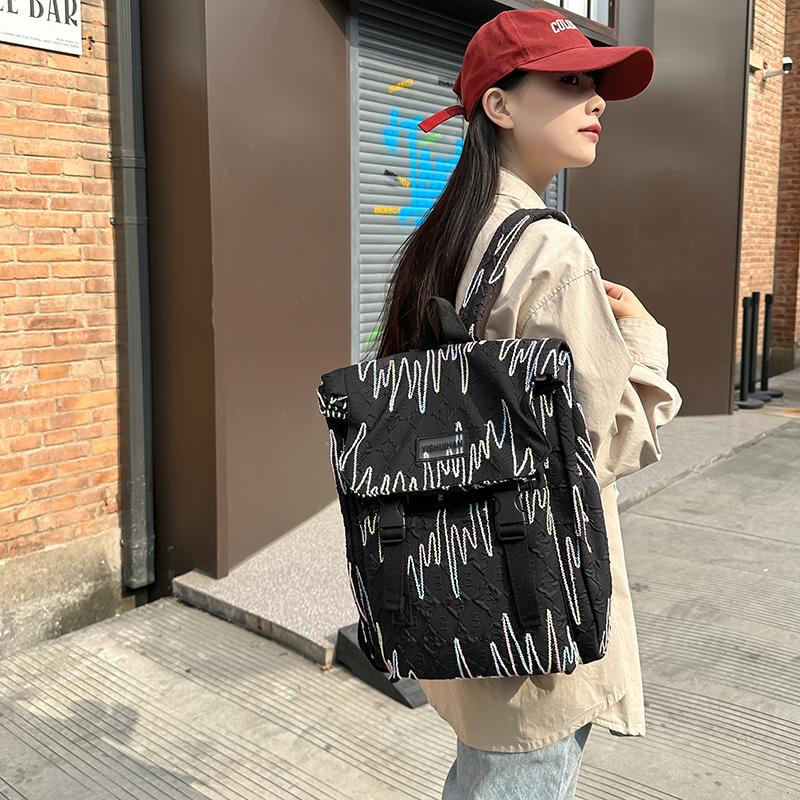 Embroidery Bag Women's Shoulder Bag Large Capacity College Style Backpack Student Schoolbag