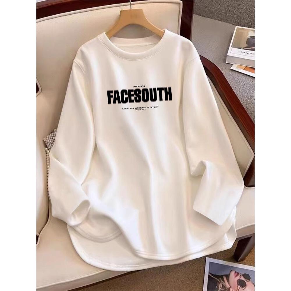 

2025 Women s Mid-Length Thick Velvet Long-Sleeve T-shirt for Fall/Winter Extra Large сірий колір