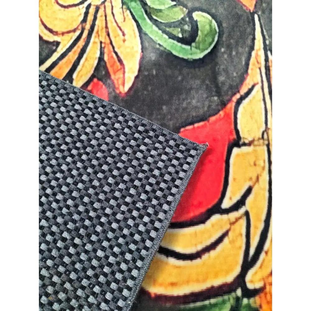 Orange Green Black Flower Rug Floral Pattern Carpet Multi-Color Area Rug for Living Room Bedroom Home Decorative Floor Mat