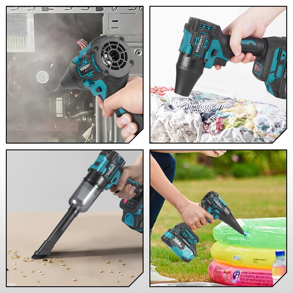 Yofidra Brushless 2-in-1 Turbo Blower Jet Fan & Vacuum Cleaner 80000RPM Handheld Dust Blowing Tool For Makita 18V Battery Pin