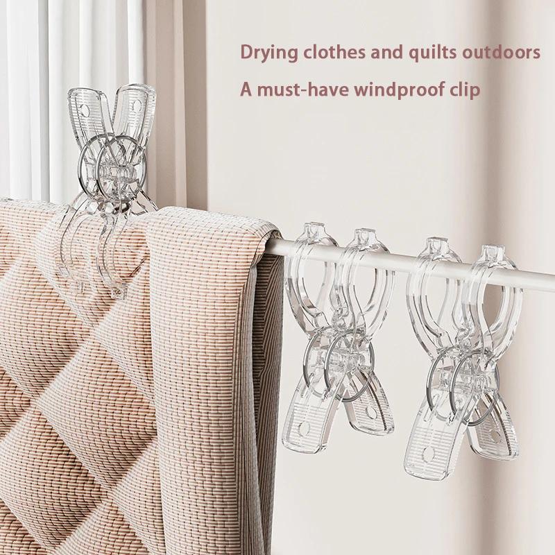 4 Pcs Pinces à Linge Séchantes Portables Transparentes Pince à Linge pour Antidérapant Coupe-Vent Pince à Vêtements Couette pour Organisateur Ménager