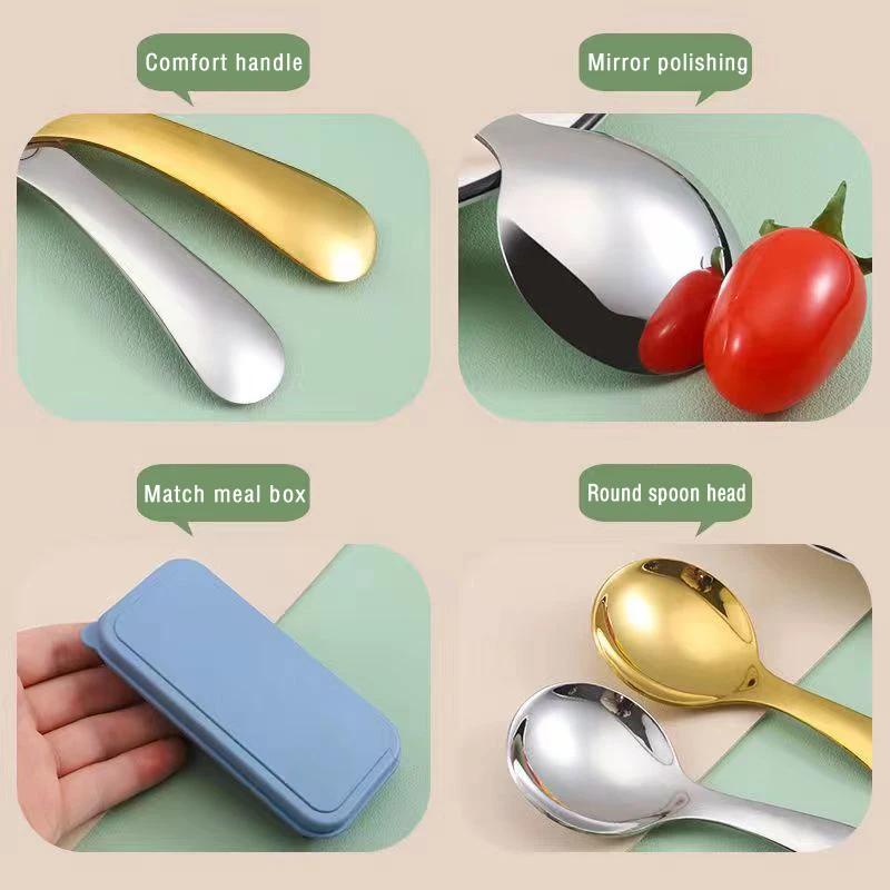 2 Stück/Set Mini Tragbares Löffel Gabel Geschirr Outdoor Camping Edelstahl Besteckset Für Mittagessen Wandern Camping Kochzubehör