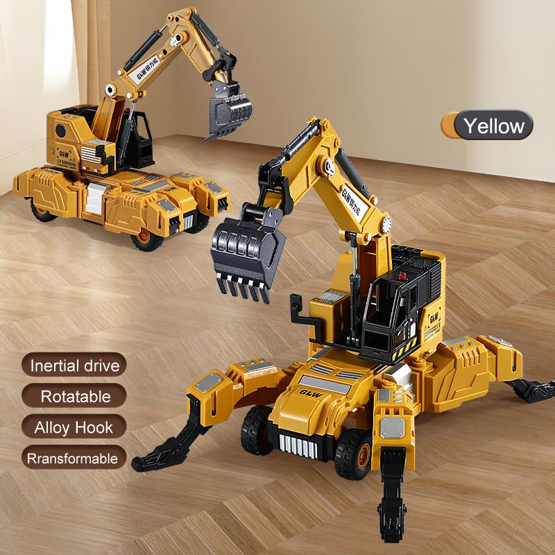 Ingenieurwesen Trägheitsfahrzeug Verwandlungsfähiger Kran Bagger Spielzeugfahrzeug Auto Traktor Modell Die-Cast Legierung+Kunststoff für Kinder Geschenk