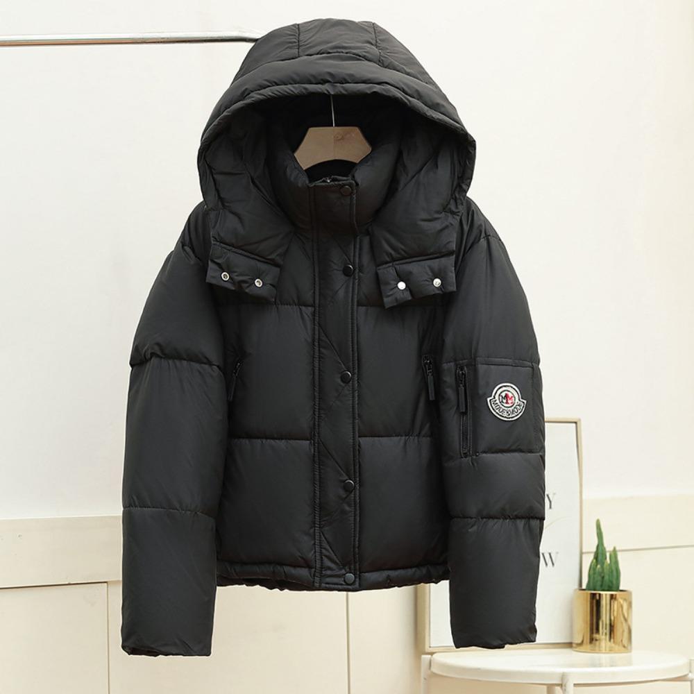 Short down padded jacket hooded leave-in solid color 2025 new small thickened warm winter jacket padded jacket