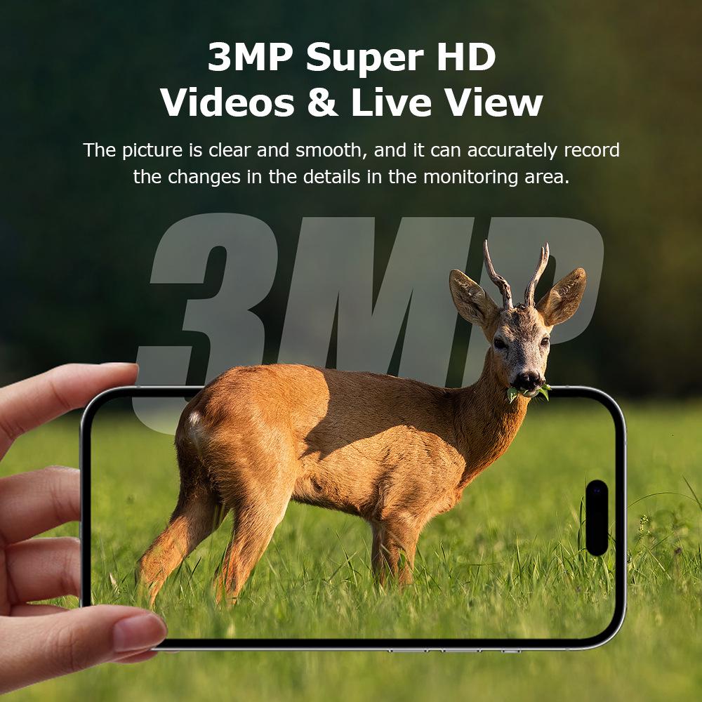 4G solární maskovací kamera: 3MP HD Černá Světla, Plná Barva, Vzdálené Venkovní Monitorování a Nahrávání pro Lov